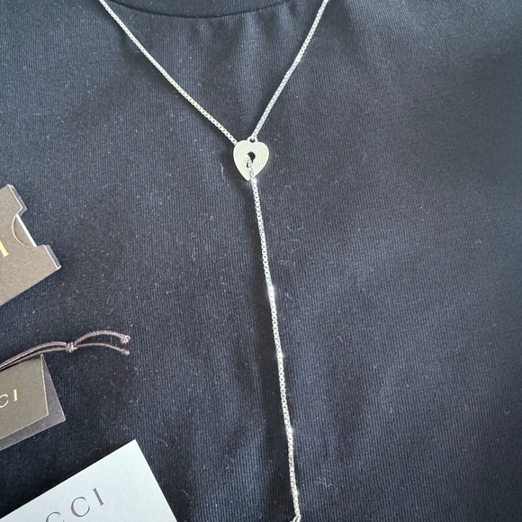 Gucci Lariat Sterling Silver Necklace Heart Key Chain 24'' - Picture 5 of 6